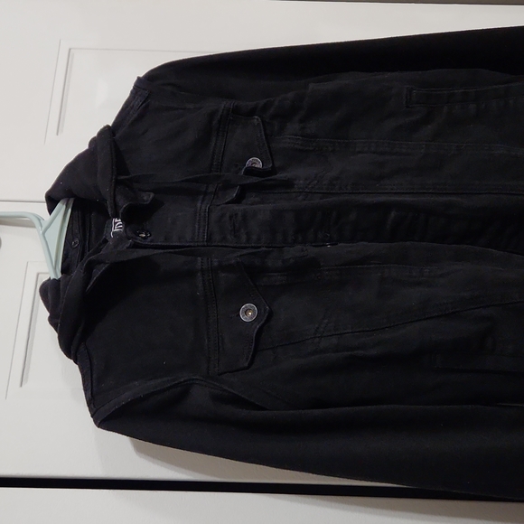 RUDE Jackets & Coats Black Denim Jacket W Hood Poshmark